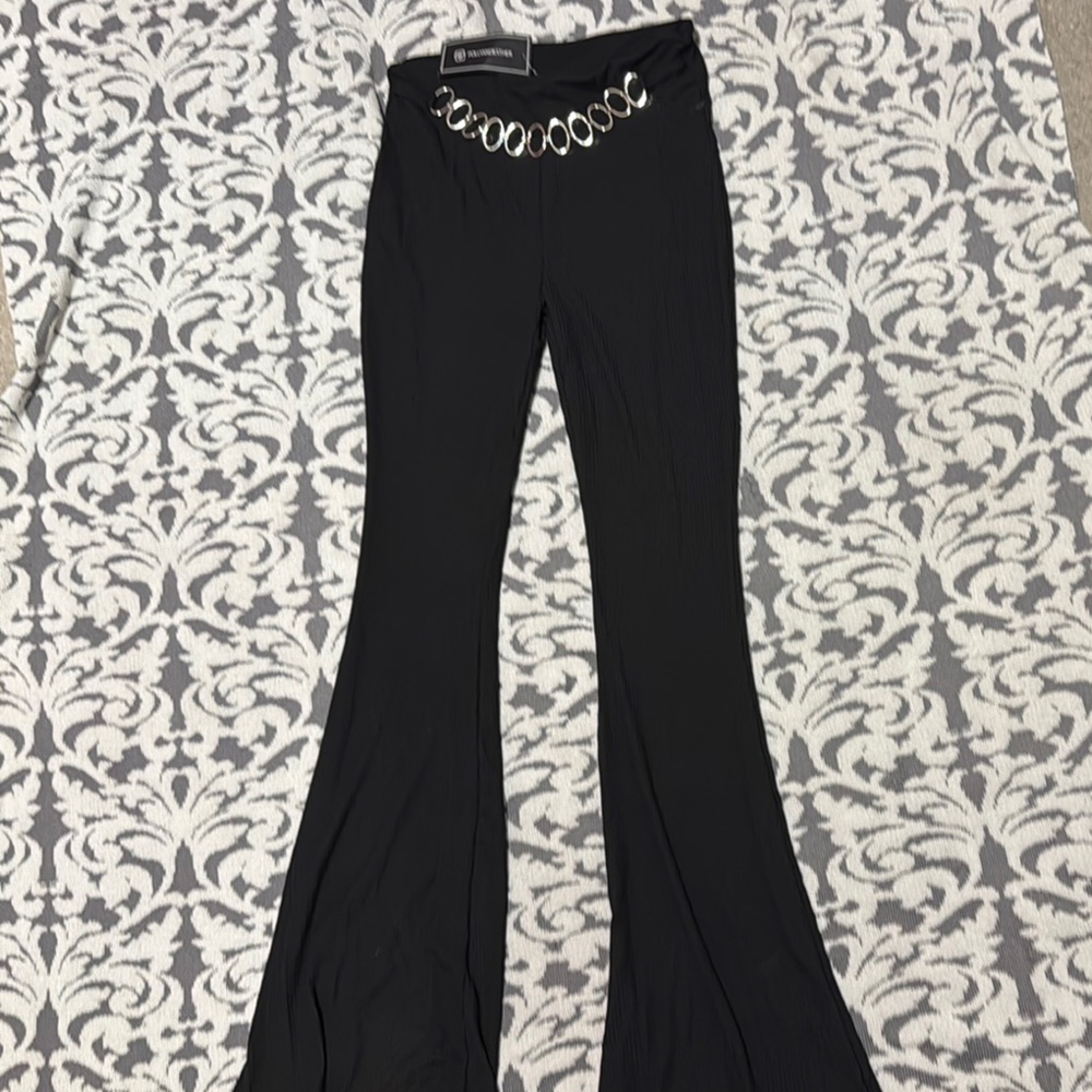 Fashion Nova Black and Silver Flare Jumpsuit